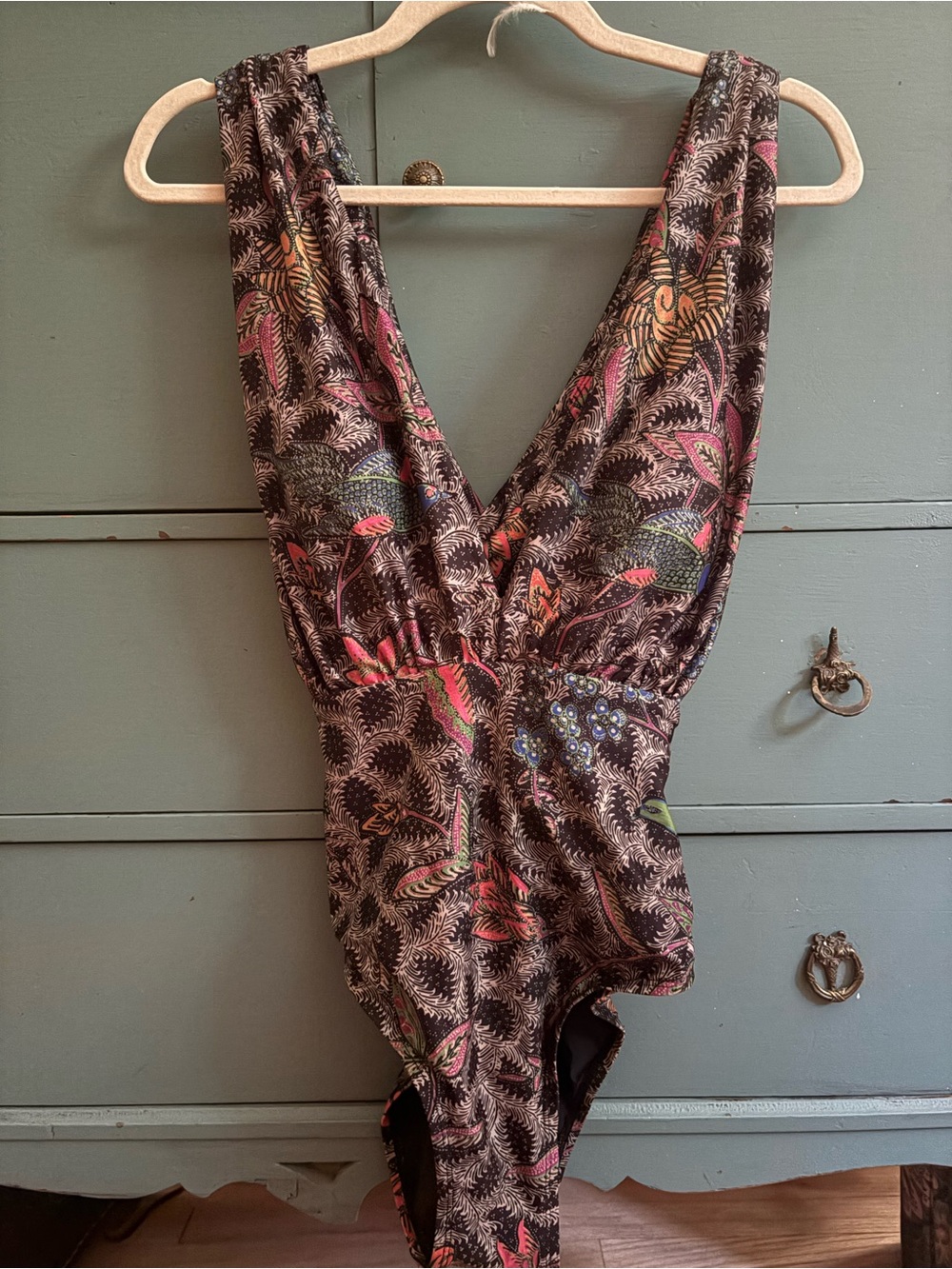 Allihop for Anthropologie Plunging One-Piece Swimsuit
